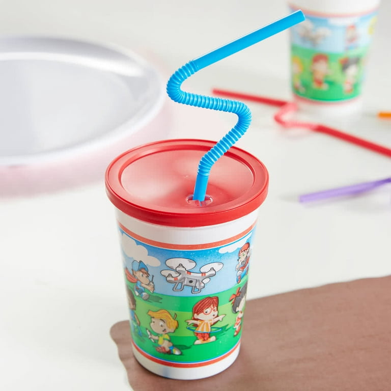 Kids Cups with Straw and Lid Spill Proof, 5 Pack 12oz Stainless