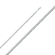 Precious Stars CH-0351-240 24 in. 14K White Gold 2.7 mm Regular Concave Cuban Chain