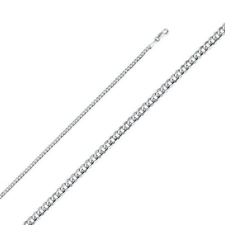 Precious Stars CH-0351-240 24 in. 14K White Gold 2.7 mm Regular Concave Cuban Chain