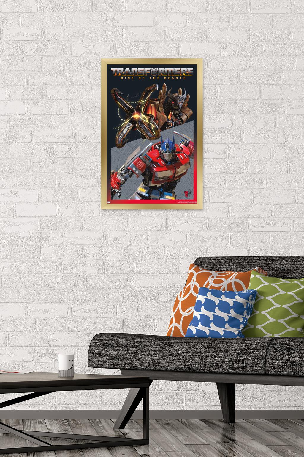 Transformers: Rise of the Beasts - Optimus Prime vs. Scourge Wall Poster, 14.725" x 22.375" Framed