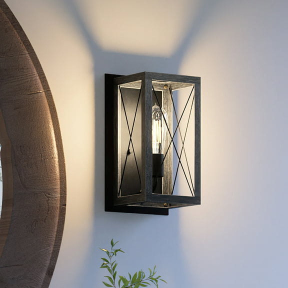 Luxury Industrial Wall Sconce, 12H x 6.875W, with Modern Farmhouse Style, Midnight Black, UHP3925 by Urban Ambiance