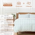 thumbnail image 6 of 3 Piece Teal Striped Duvet Cover Set Queen Size, Microfiber Comforter/Quilt Cover with Corner Ties and 2 Pillowcases, Modern Abstract Art Geometric All Season Soft Bedding with Zipper Closure, 6 of 8