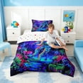 thumbnail image 3 of Manfei Neon Underwater Astronaut Twin Comforter Sets for Kids Boys and Girls, Cyber Marine Jellyfish Coral Bedding Set, Polka Dots Reversible 2 Pieces, 1 Comforter and 1 Pillowcase, 3 of 6