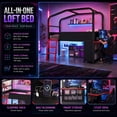 thumbnail image 6 of Leumius Twin Size Low Loft Bed with Side Desk and Usb Ports, Gaming Style Metal Loft Bed with Led Lights, Storage Cabinets and Chic Canopy Design for Bedroom Guests Black, 6 of 9