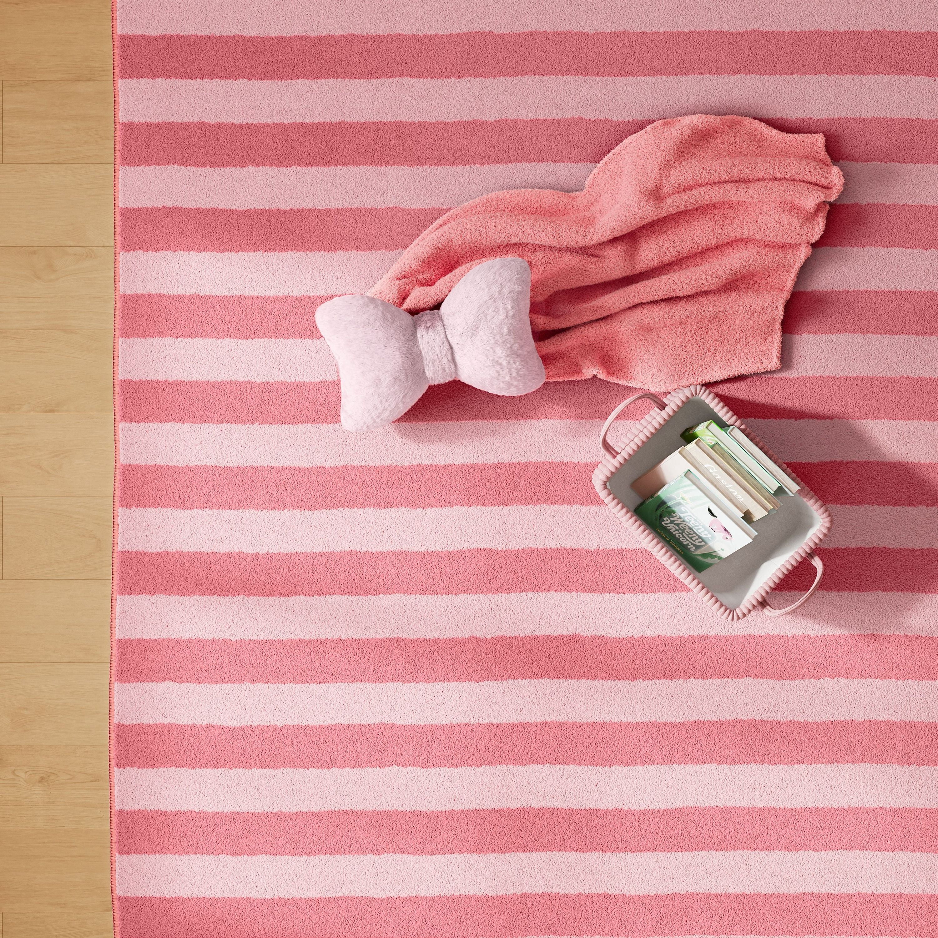 Mainstays Kids Tufted Pink Stripe Washable Area Rug, 8' x 10'