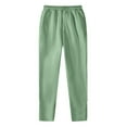 thumbnail image 2 of Womens Sweat Pant Women's Solid Color Pocket Pants With Pleated Cuffs And Elastic Waistband Pantssweatpants Green XXL, 2 of 7