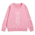 thumbnail image 2 of AUDeals Girls Heart Print Sweatshirt - Round Neck Long Sleeve Loose Fit Pullover Top for Kids Spring Fall Casual Everyday Wear, 2 of 8