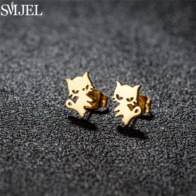 SMJEL-pendientes con pasador de acero inoxidable para mujer y niña, joyería para perro salchicha, Chihuahua, accesorios para gatito