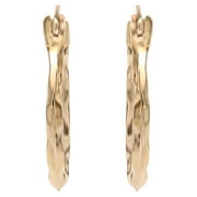 Brilliance Fine- Girl’s /Tween 14K Yellow Gold Textured Hoop Earrings
