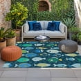 thumbnail image 2 of Deep Green Fishes Outdoor Rug for Patio/Deck/Porch, Non-Slip Large Area Rug 5 x 7 Ft, Cartoon Coastal Ocean Fish Striped Indoor Outdoor Rugs Washable Area Rugs, Reversible Camping Rug Carpet Runner, 2 of 8