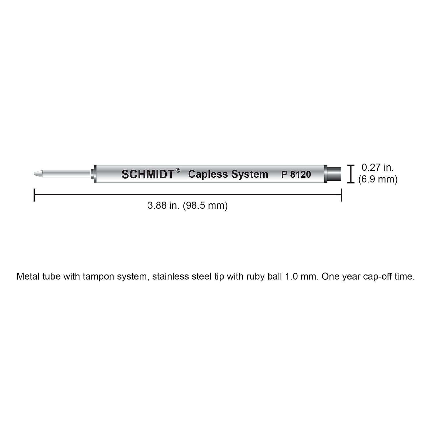 Schmidt Ink Schmidt P8120 Short Capless Rollerball Refill Broad Black 2 Pack (SC58133)
