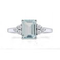 thumbnail image 2 of AFFY 8X6MM Emerald Cut Blue Aquamarine & White Topaz CZ Bridal Engagement Ring for Women in 14k White Gold Over Sterling Silver Jewelry Gift For Her, Ring Size-12, 2 of 6