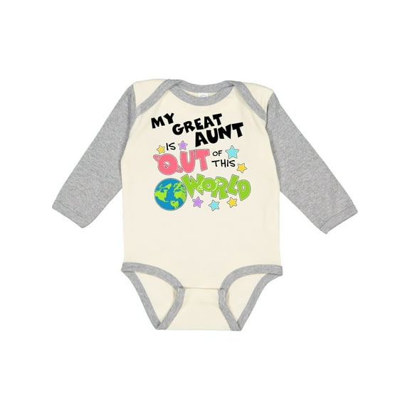 Inktastic My Great Aunt is out of This World Boys or Girls Long Sleeve Baby Bodysuit