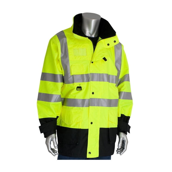 Protective Industrial Products 7-In-1 All Conditions Coat Class 3 Hi-Vis Yellow Xl