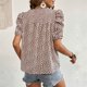 thumbnail image 5 of Blusa de manga corta color caqui con puños elásticos, talla XL, estampado de leopardo elegante, 5 of 8