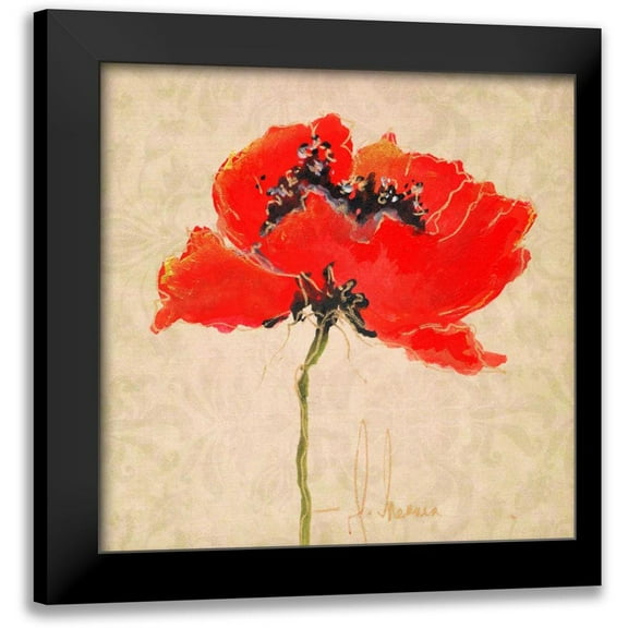 Herrera, Leticia 12x12 Black Modern Framed Museum Art Print Titled - Vivid Red Poppies III