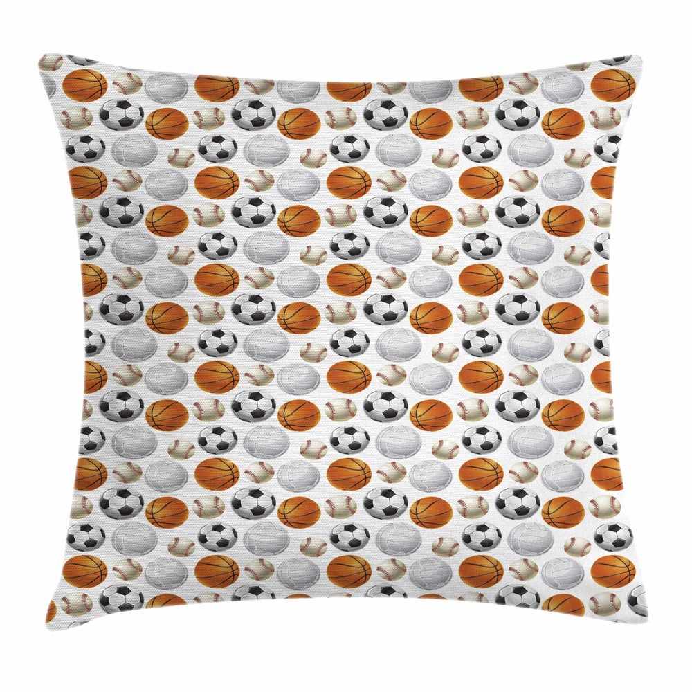 Sports Throw Pillow Cushion Cover, Football and Volleyball Pattern