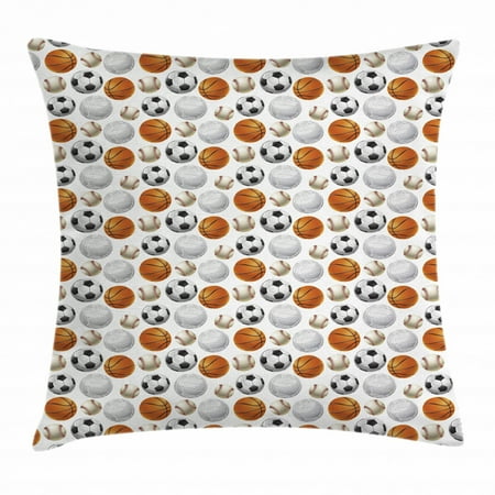Sports Throw Pillow Cushion Cover Football And Volleyball Pattern