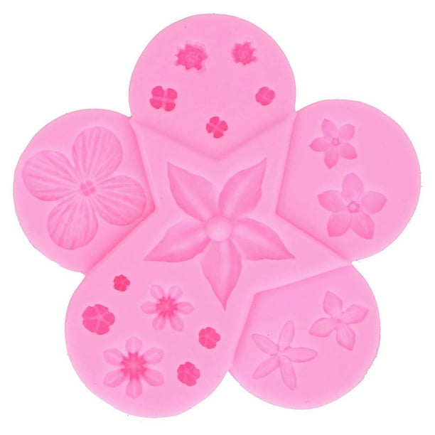 Flower and Leaf Silicone Mold, Chocolate Mold, Fondant Cake Mold, Kitchen Utensils, Pink
