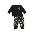 thumbnail image 2 of goowrom Ensembles d'Halloween 2 Pcs pour Enfants, Hauts à Imprimé Skull Skeleton + Pantalons, 2 of 6
