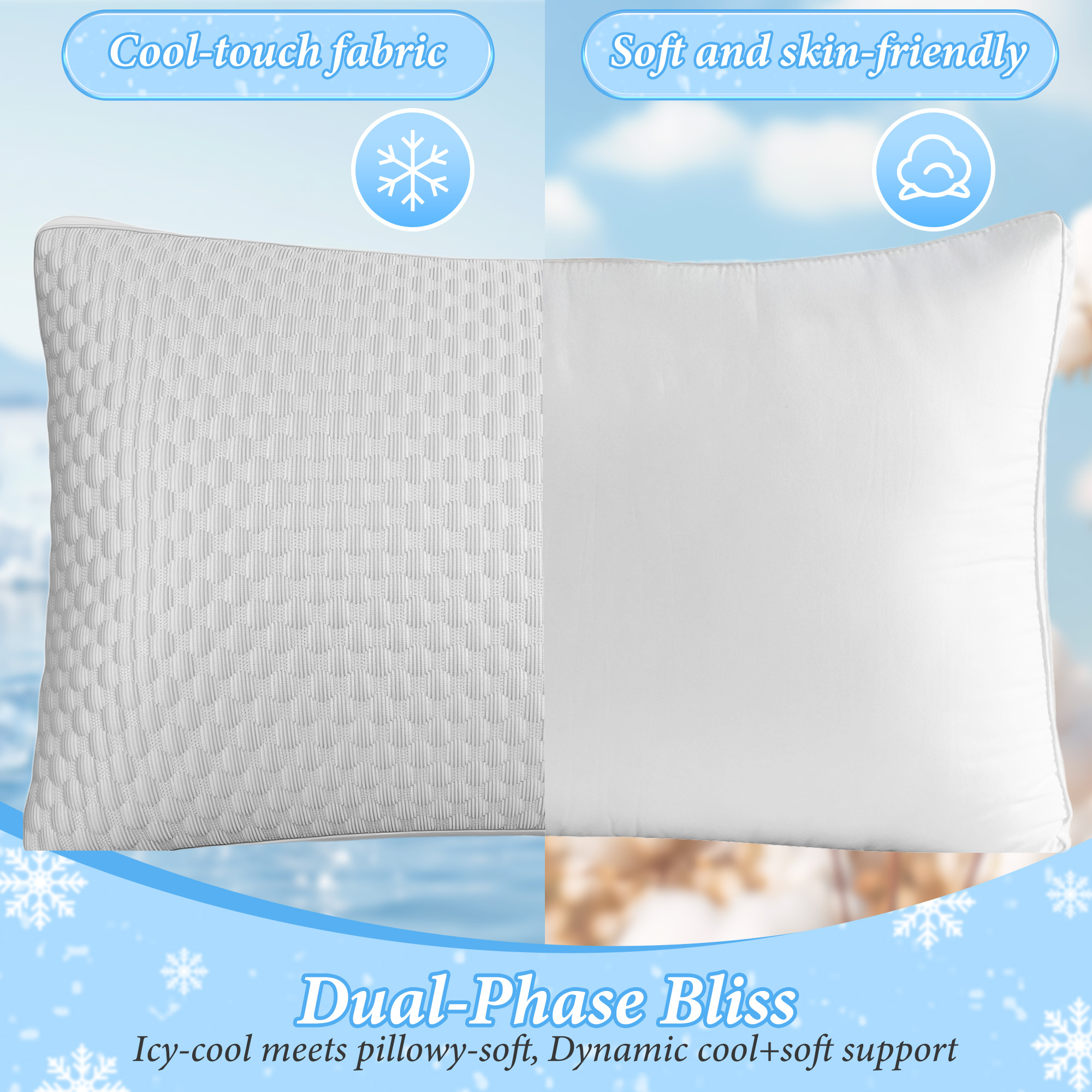 Set of 2 Pillows - 900g Breathable Filling, Adjustable Zipper & Machine Washable
