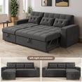 thumbnail image 6 of Noelse 87" Convertible Sofa Bed, Queen Size Sleeper with Pull Out Couch, 3 in 1 Sectional Sleeper Sofa with Side Pockets, Storage Armrest, Adjustable Backrest for Living Room, Dark Grey, 6 of 11