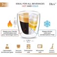 thumbnail image 2 of DLux Espresso Coffee Cups 3oz, Double Wall, Clear Glass Set of 2 Glasses, Insulated Borosilicate Glassware Tea Cup Mug, 2 of 8