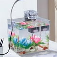 thumbnail image 3 of Small Fish Tank, Aquarium Tank with Clamp Light, Wall Mounted Filter, Anti Slip Base, Aquarium Starter Kits, Square Fish Tank for Living Room Office Decor, 3 of 7
