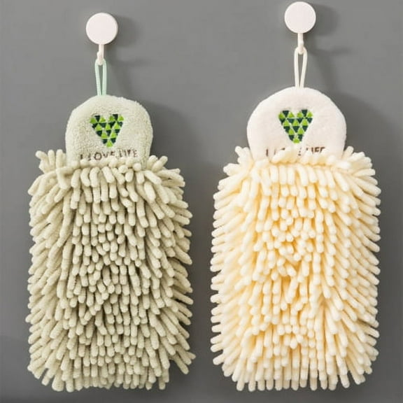 Zhaomeidaxi 2 Pack, Hand Towel Kitchen Hanging Bath Towels Microfiber Coral Fleece Hand Towel with Convenient Hanging Loop Ultra Absorbent Fast Drying Machine Washable