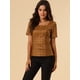 thumbnail image 2 of Blusa de Cuadros con Cuello Cuadrado para Mujer Allegra K Marrón L, 2 of 6