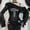Black, variant on Off Shoulder Tops for Women Gothic Cross Print Long Sleeve Y2K Summer Tees Boat Neck Basic Casual Button Up Shirts