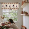 thumbnail image 6 of 4th of July Curtain Valances for Windows, Vintage Farmhouse Style USA Flag Star Wood Grain Rod Pocket Valance Window Treatments Short Curtains for Kitchen Bathroom Living Room, 6 of 6