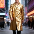 thumbnail image 6 of Busydd Men's Leather Jacket Fashion Double Breasted Buttons Long Sleeve Trench Coat Casual Solid Color Long Jackets L, 6 of 9