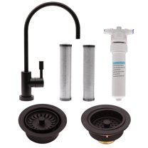 Westbrass 11" Contemporary 1-Lever Cold Water Dispenser Faucet Kit with Under Sink In-line Filter System, Kitchen Sink Strainer & Disposal Trim Set, Oil Rubbed Bronze