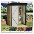 thumbnail image 2 of Outdoor Storage Shed 5X3 FT Small Outside Sheds & Outdoor Storage Anti-Corrosion Metal Shed Waterproof Outdoor Storage Cabinet with Door & Lock for Backyard Patio Lawn (Brown), 2 of 6