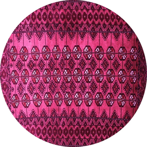 Ahgly Company Machine Washable Indoor Round Southwestern Pink Country Area Rugs, 3' Round