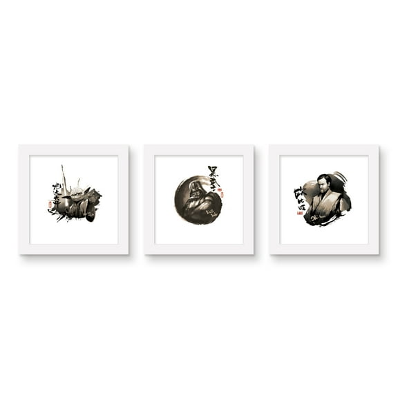 Gallery Pops Star Wars: Saga - Chinese Painting Wall Art Bundle (3-Pack), White Framed Version, 12" x 12"