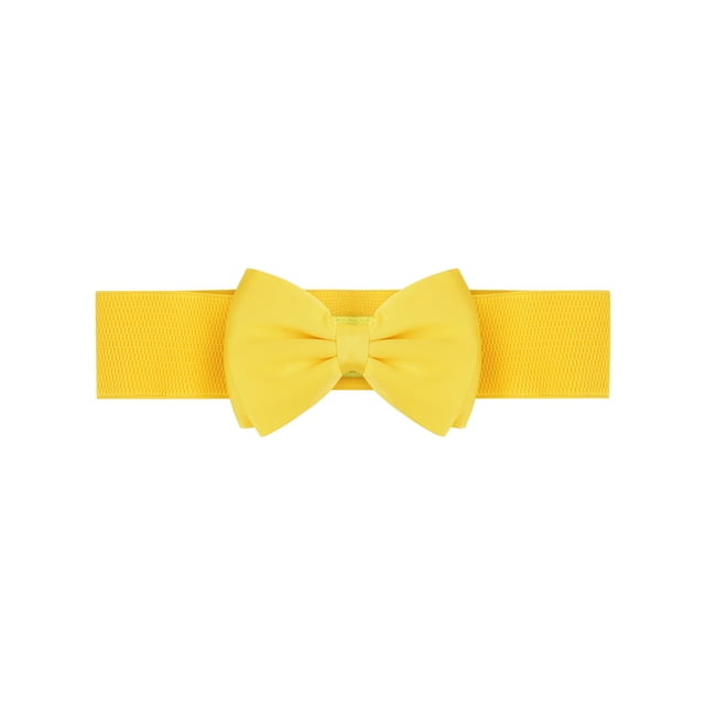 Cinturones elásticos con lazo INSPIRE CHIC para mujer, ancho de 2.4" elegante y lindo, cinturón ajustable para vestido de boda de 24 a 32" amarillo