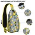 thumbnail image 2 of Retro Vintage Lemon Print Sling Backpack, Bright Yellow Fruit Design Crossbody Daypack with Cute Floral Patterns, Lightweight and Adjustable Strap, 2 of 6