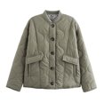 thumbnail image 5 of HH TRAF Chaqueta de algodón ajustada de manga larga para mujer, de invierno, estilo vintage, informal, holgada y cálida, con bolsillos, de un solo pecho, 5 of 5