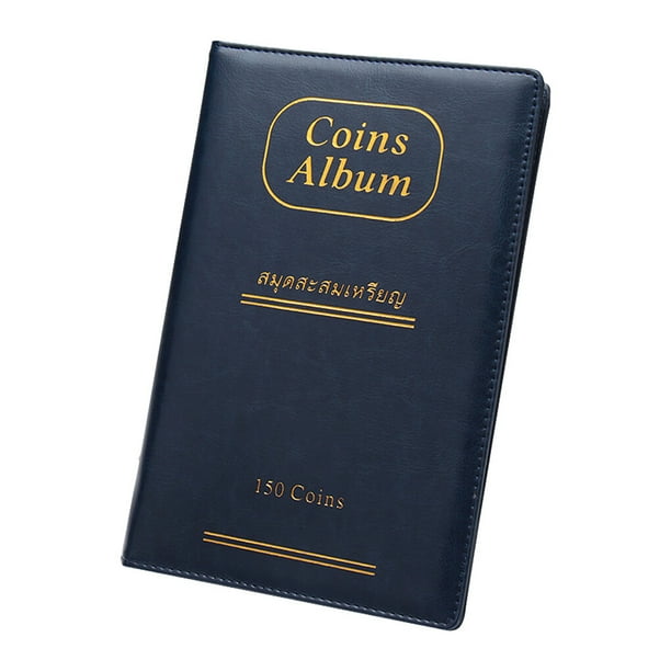 Bearachild Libro de colección de monedas de 150 bolsillos antiguo ruso a prueba de humedad almacenamiento de exhibición de álbum de billetes Almacenamiento y organización del hogar Azul