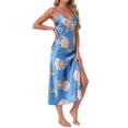 thumbnail image 4 of INSPIRE CHIC Women's Floral Satin Nightgowns Camisole Sleepwear Spaghetti Straps Nightshirt Silky Long Pajama Dress S Blue, 4 of 6