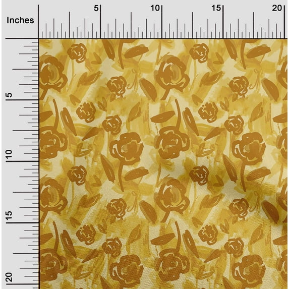 oneOone Rayon Yellow Fabric Florals Dress Material Fabric Print Fabric By The Yard 56 Inch Wide-IZS