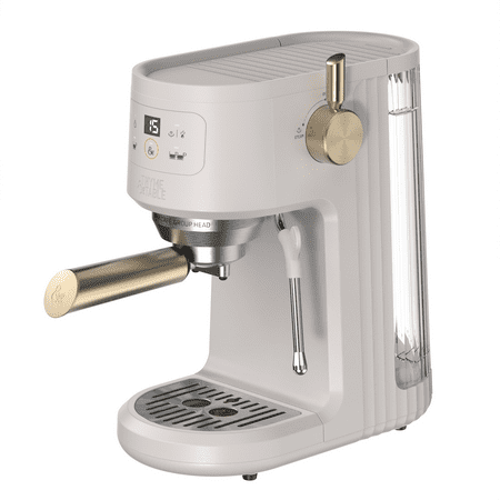 Thyme & Table Barista Mini Espresso Machine with 15-Bar Pressure and Steam Wand, Sand White