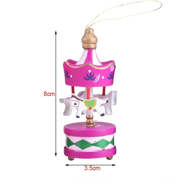 Wooden Carousel Horse Orament Merry-Go-Round Christmas Room Decoration Kids Gift