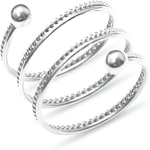 DESIGNICE Spring Swirl Spiral Flexible Ring Stainless Steel Beaded Ball Fashion Simple Twist Layered Stacking Rings Personalized Middle Thumb Finger Band Comfort Fit Jewelry Gift for Women Men Size 8