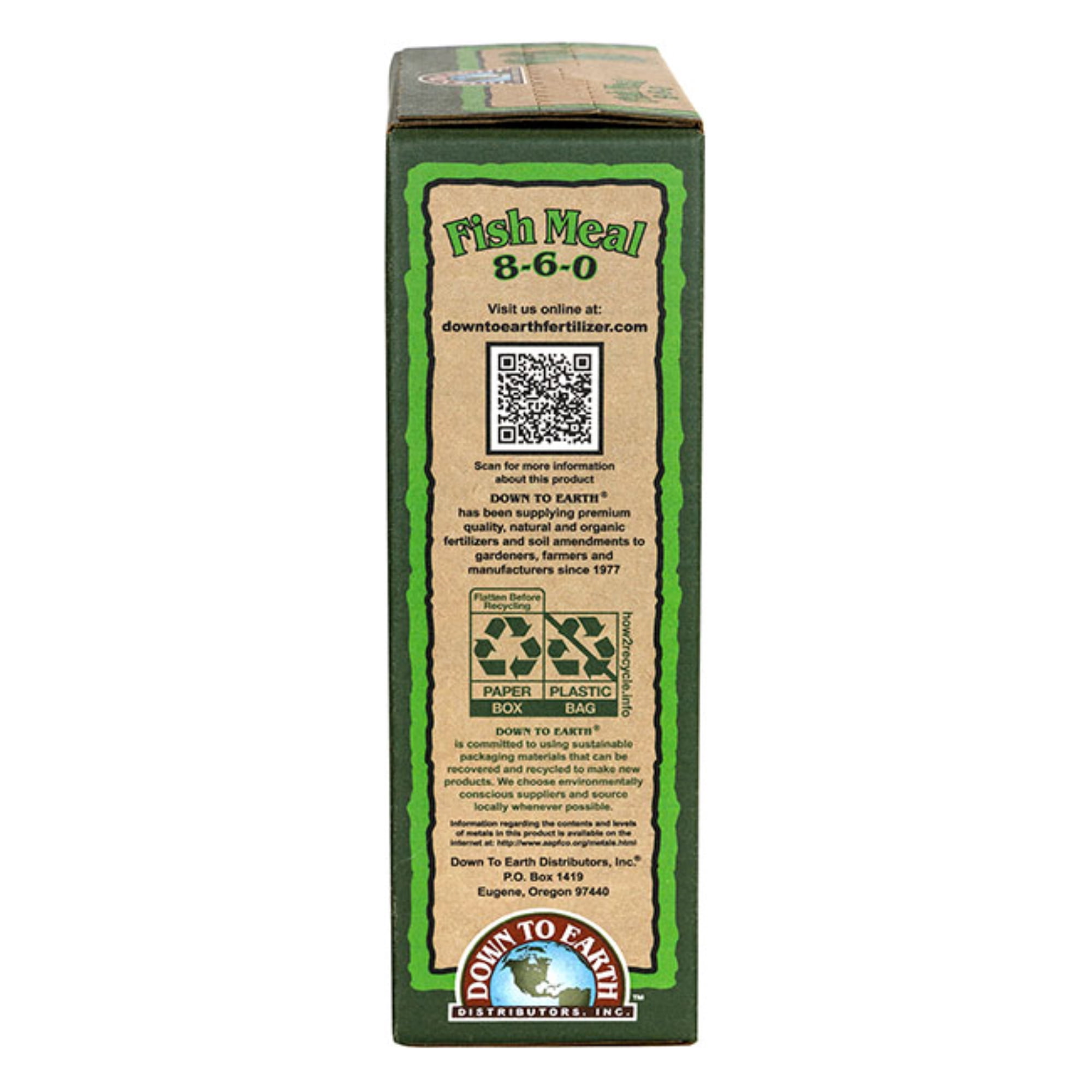 Down to Earth Fish Meal Natural Fertilizer 8-6-0 OMRI, 4lbs