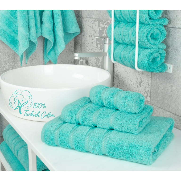 American Soft Linen 6 Piece Turkish Cotton Bath Towel Set - Turquoise