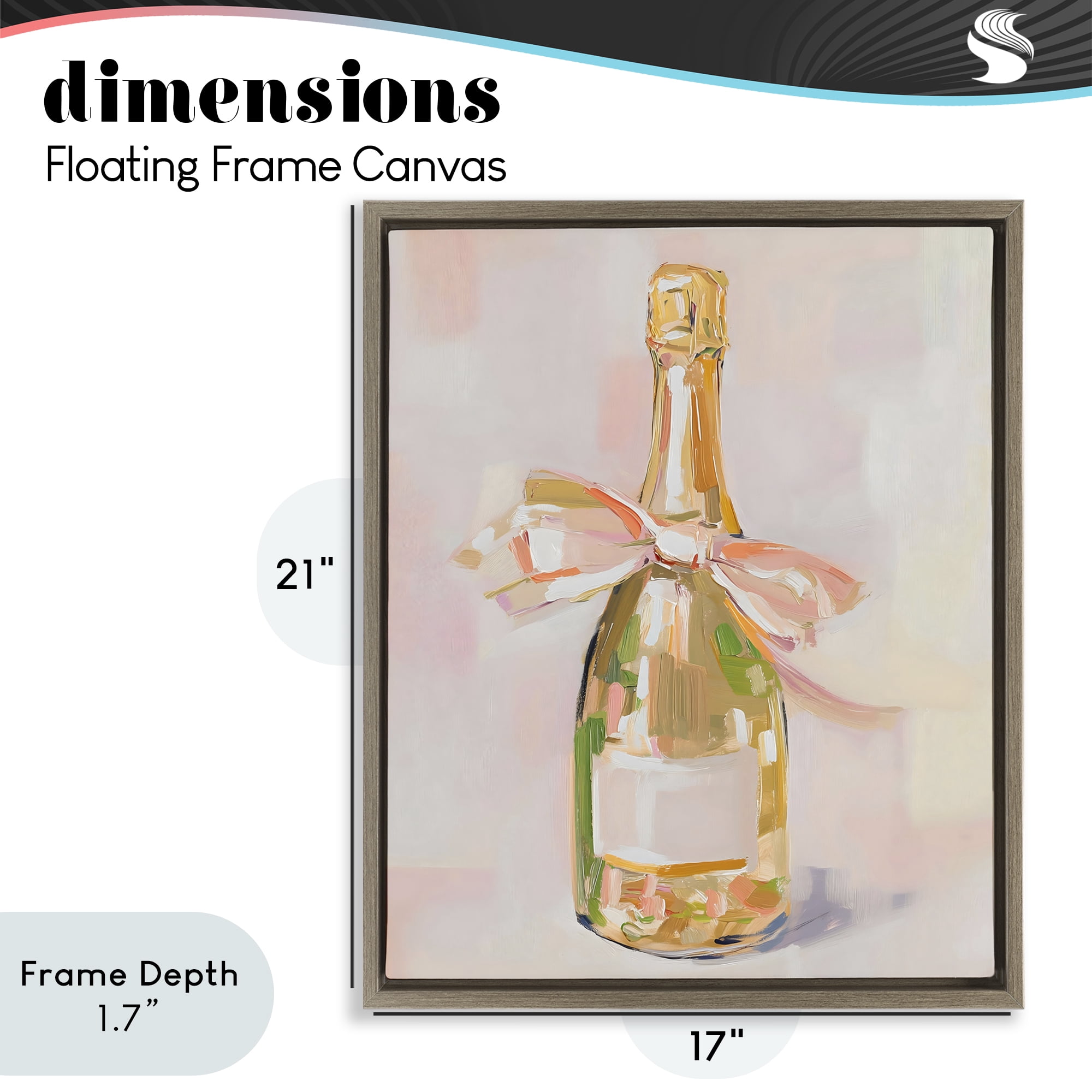 Stupell Industries Pink Champagne Celebration Brown Framed Floater Canvas Wall Art, design by The Prints Vibe