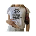 thumbnail image 4 of nvzhuang Women Casual Crop Tops, Adults Summer Slim-fit Printed Short Sleeve Round Neck T-shirt, 4 of 6